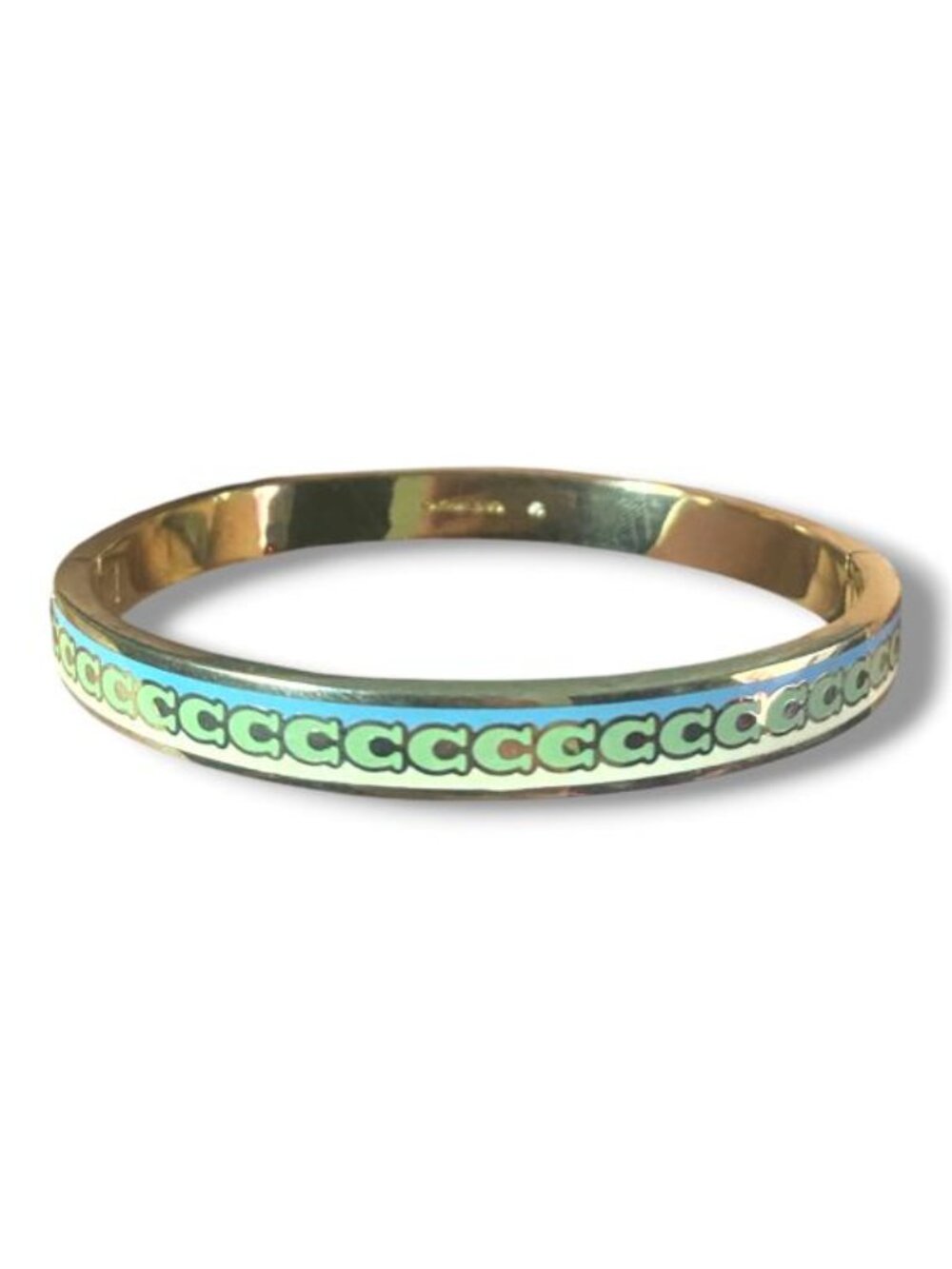 COACH Signature Bracelet Bangle Gold Plated Blue Yellow Enamel Bangle